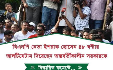 বিএনপি নেতা ইশরাক হোসেন ৪৮ ঘণ্টার আলটিমেটাম দিয়েছেন অন্তর্বর্তীকালীন সরকারকে